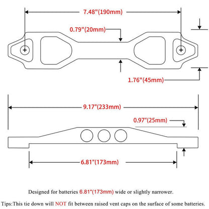 Bethesda Industrial Billet Aluminum Car Battery Tie Down Mount Bracket Brace Bar 220-190mm Silver