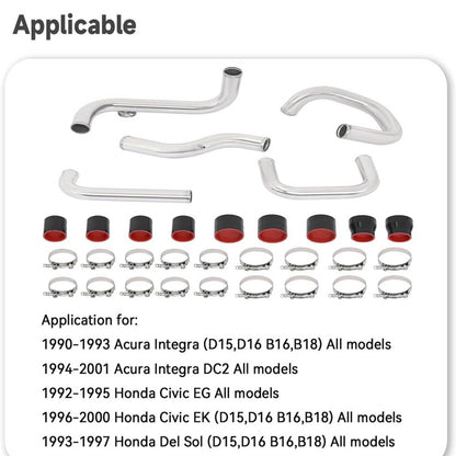 Bethesda Industrial New Intercooler Pipe & Boot Kit For 1990-2001 Acura Integra / Honda Civic