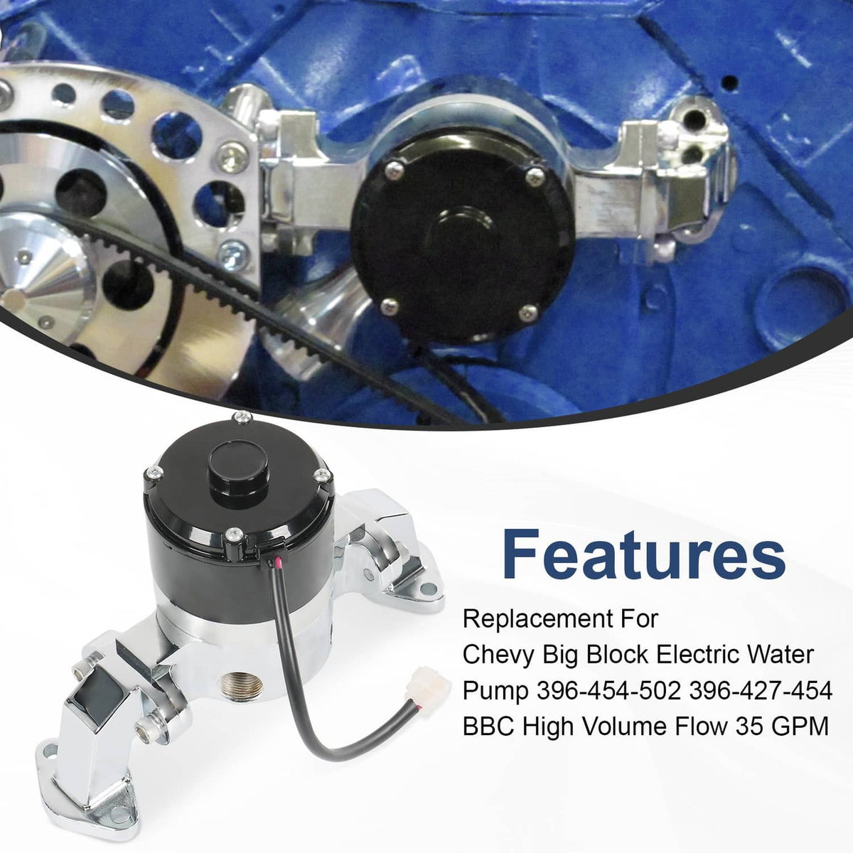 Bethesda Industrial High Flow Aluminum Electric Water Pump Fits Big Block Chevy 454 427 396 Chrome