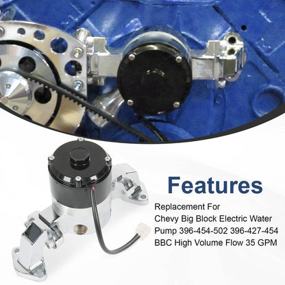 Bethesda Industrial High Flow Aluminum Electric Water Pump Fits Big Block Chevy 454 427 396 Chrome