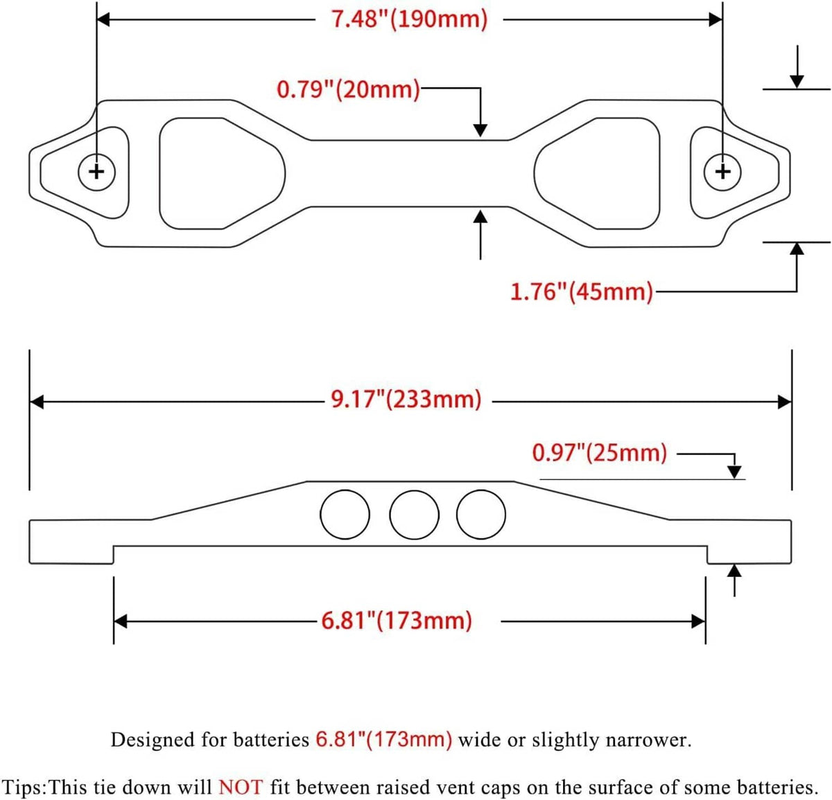 Bethesda Industrial BLUE BILLET ALUMINUM CAR BATTERY TIE DOWN MOUNT BRACKET BRACE BAR 220-190MM