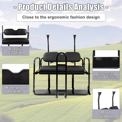 Bethesda Industrial Rear Flip Seat Back Seat Kit For Club Car PRECEDENT/TEMPO Golf Cart w/ Grab Bar