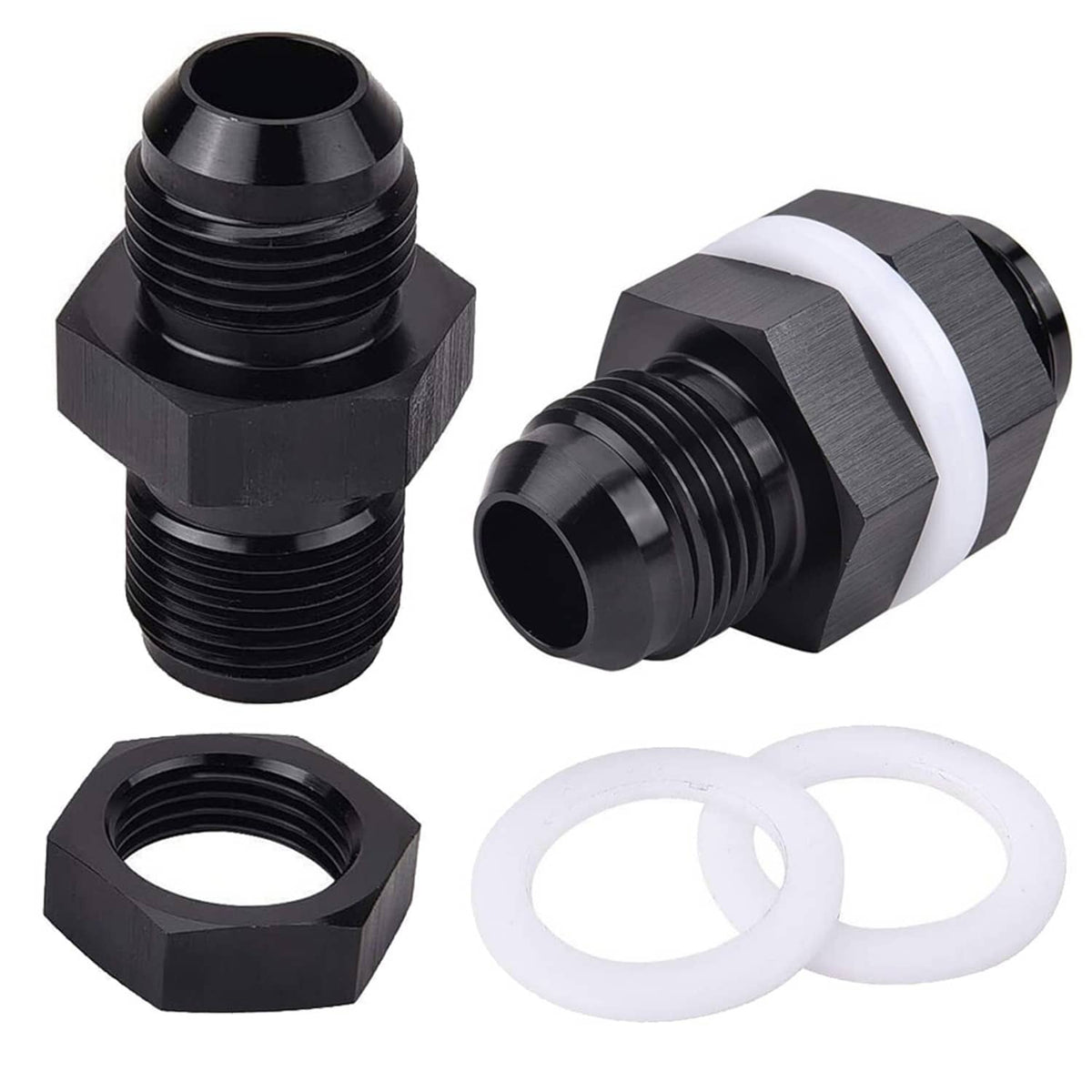 Bethesda Industrial New 2Pcs 10AN AN10 Flare Fuel Cell Bulkhead Fitting With Teflon Washer Aluminum