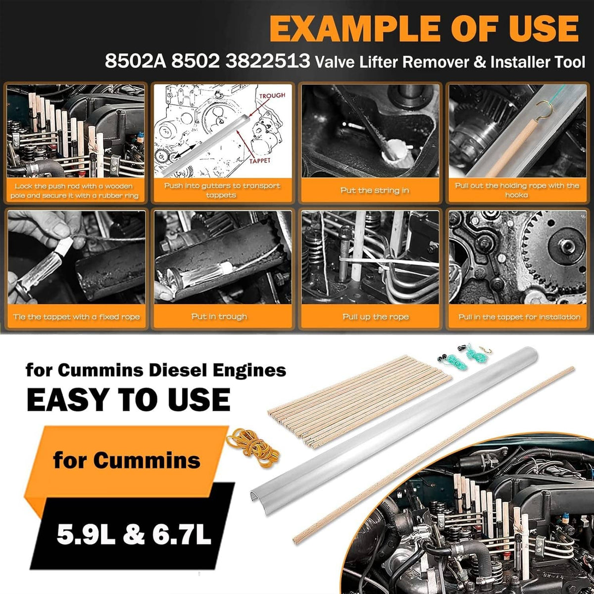 Bethesda Industrial 8502A 8502 3822513 Valve Lifter Remover & Installer Tool For Cummins 5.9L - 6.7L