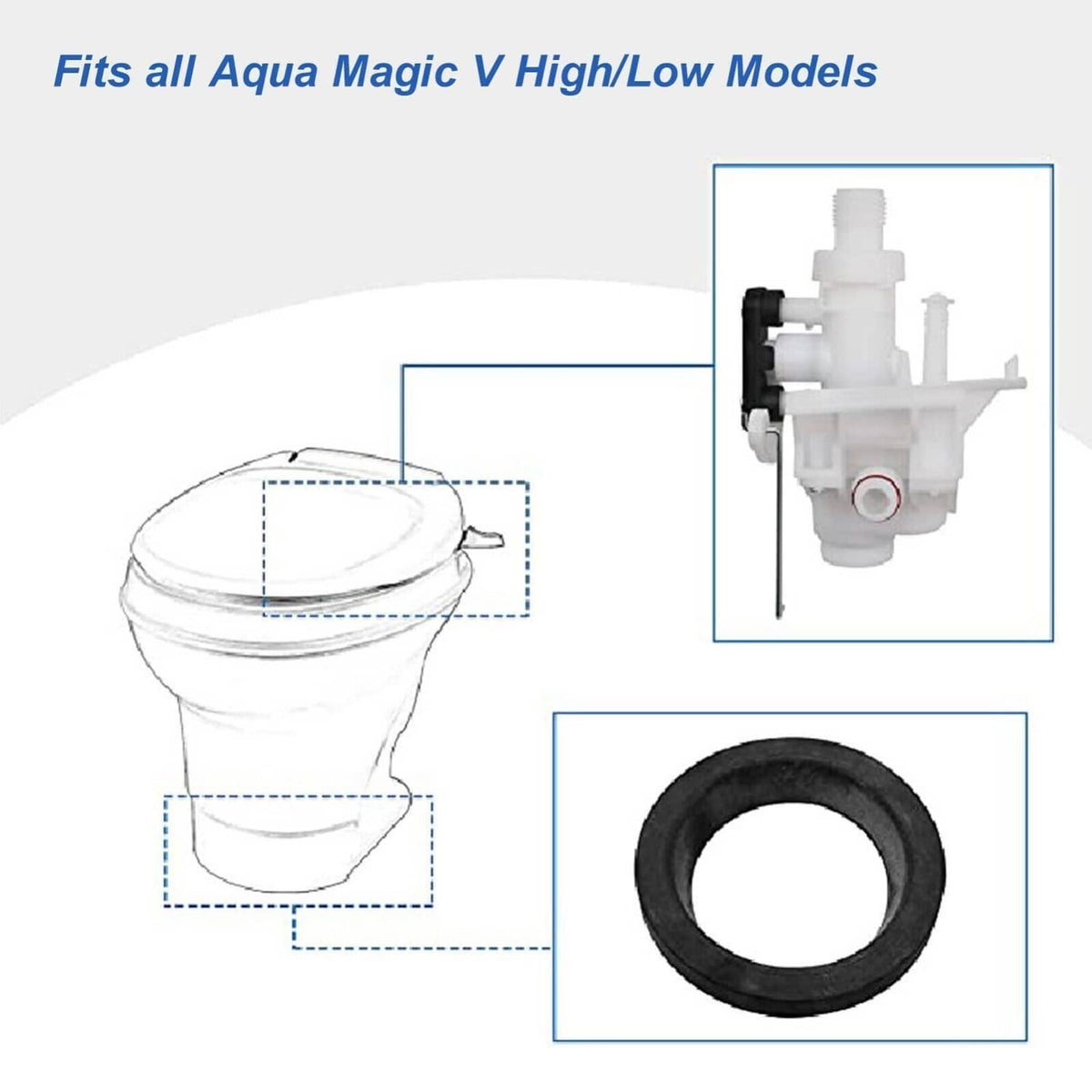 Bethesda Industrial Upgraded For RV Thetford Aqua Magic V Toilet Water Valve Replacement Part# 31705