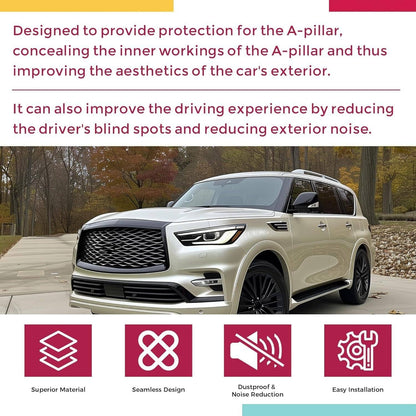 Bethesda Industrial 2Pcs For Infiniti QX56 QX80 Nissan Armada 2011-22 Windshield Trim Pillar Molding