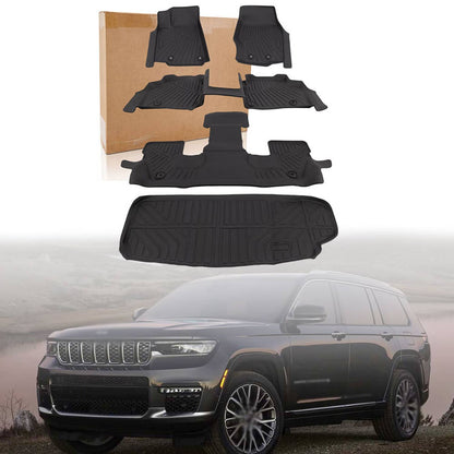 Bethesda Industrial All Weather Front Rear Floor Mats & Cargo Liners For Jeep Grand Cherokee L 21-25