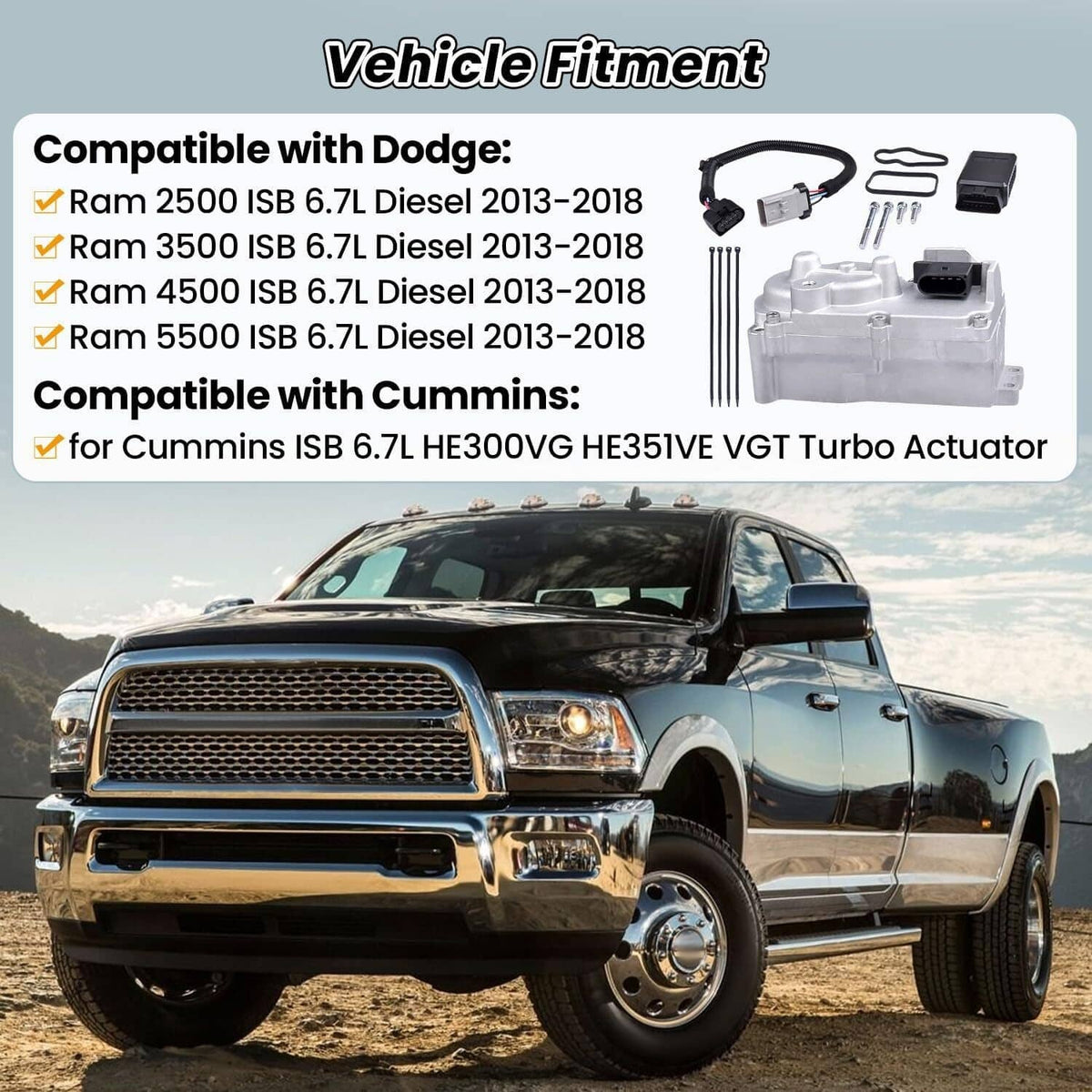 Bethesda Industrial Turbo Actuator Set with Calibration For 2013-2018 Dodge Cummins ISB 6.7L HE300VG