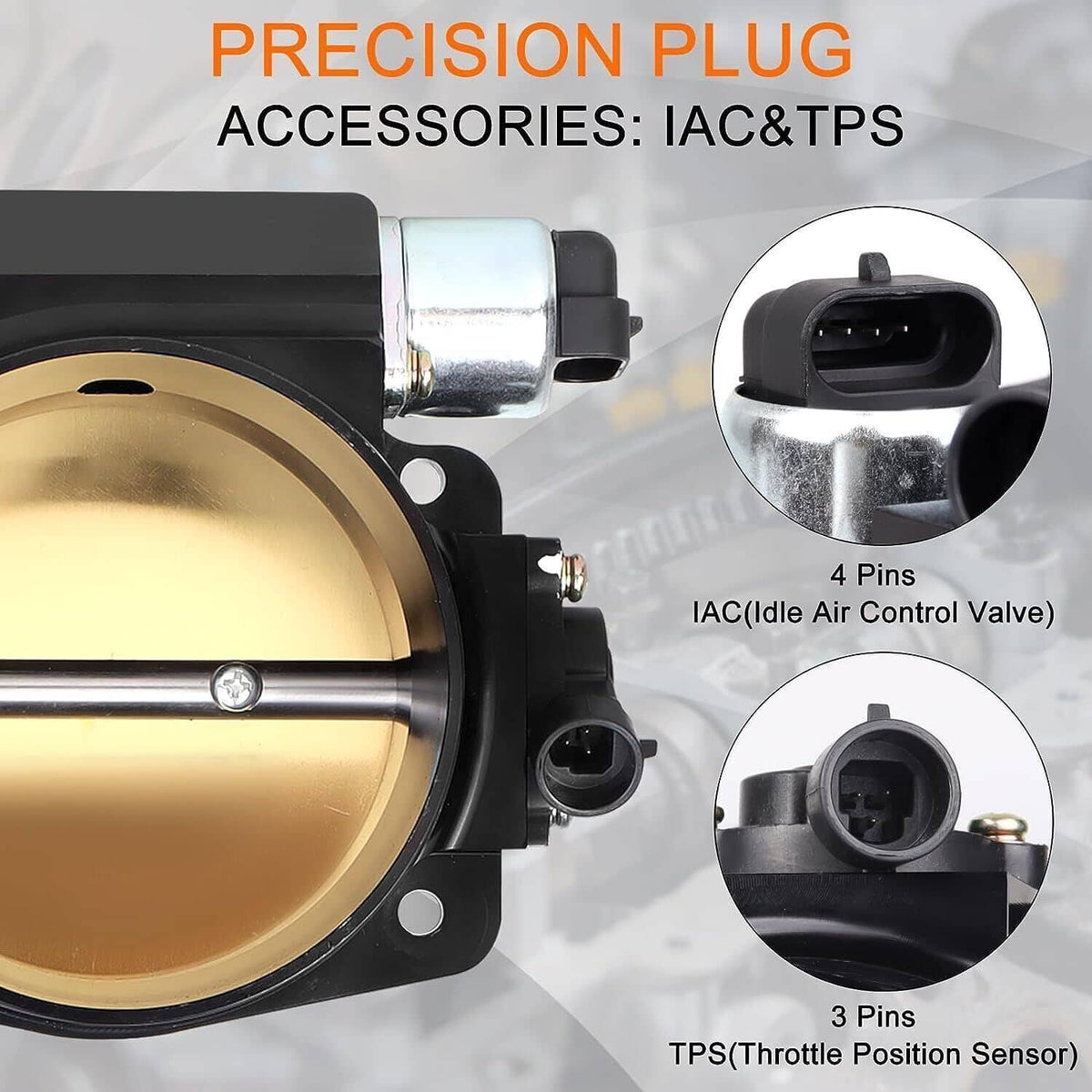 Bethesda Industrial Black 102MM Throttle Body with Position Sensors TPS IAC+Throttle Gas Cable Kits