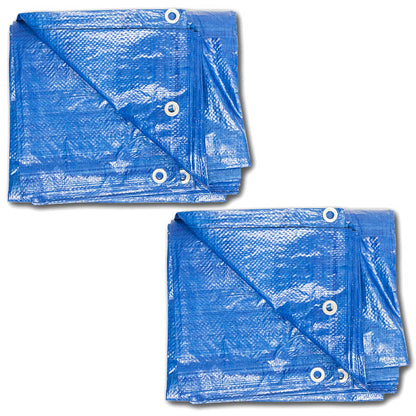 Bethesda Industrial 2PK Light Duty Weather Resistant Blue Tarp with Grommets 12X16