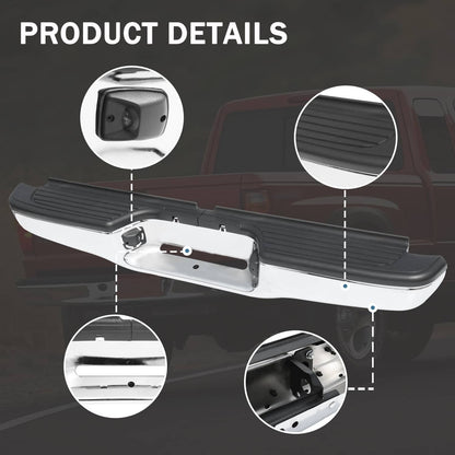 Bethesda Industrial Complete Steel Rear Step Bumper Assembly For Toyota Tacoma 1995-2004 Chrome