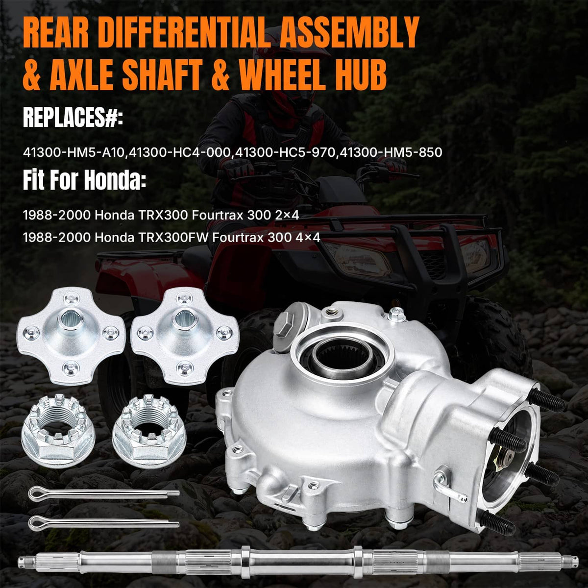 Bethesda Industrial Rear Differential Axle Shaft Wheel Hub For Honda TRX300Fw Fourtrax 300 1988-2000