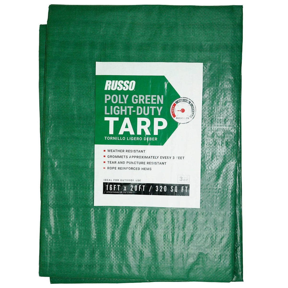 Bethesda Industrial 16X20 Light Duty Poly Green Tarp 3 oz