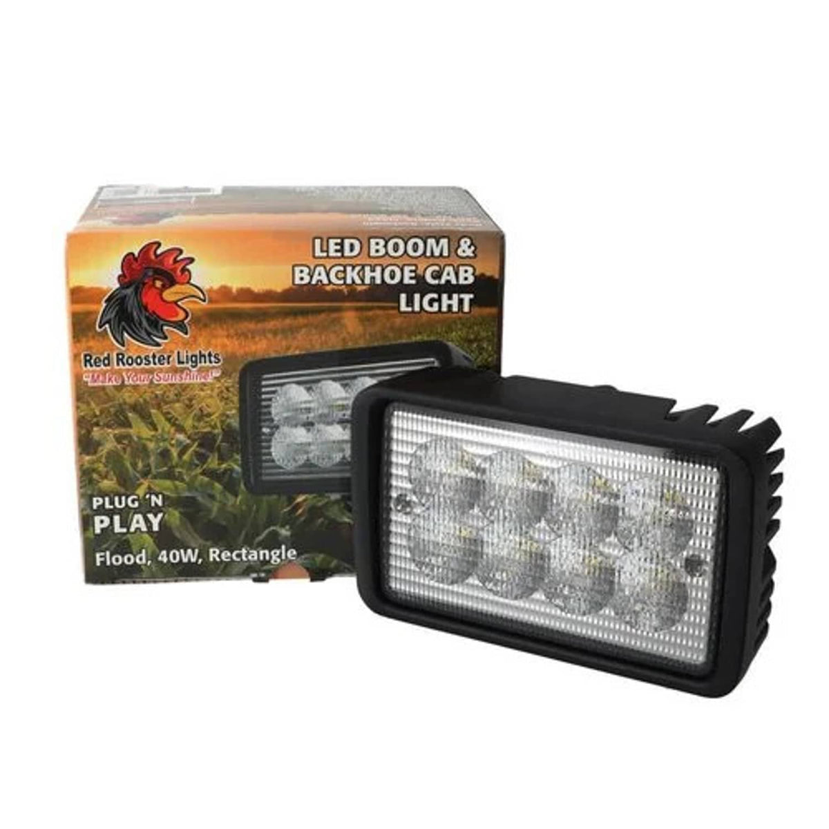 Bethesda Industrial Red Rooster® LED Boom Light & Backhoe Cab Light - Rectangle Flood beam