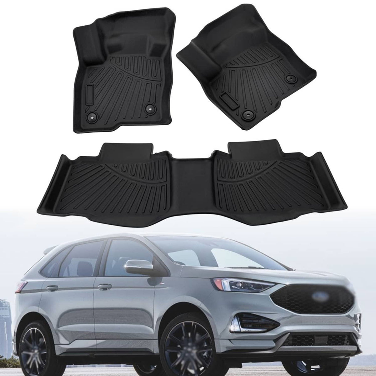 Bethesda Industrial All Weather 3D Mold Floor Mats for 2015-2024 Ford Edge 1st & 2nd Rows Car Liners