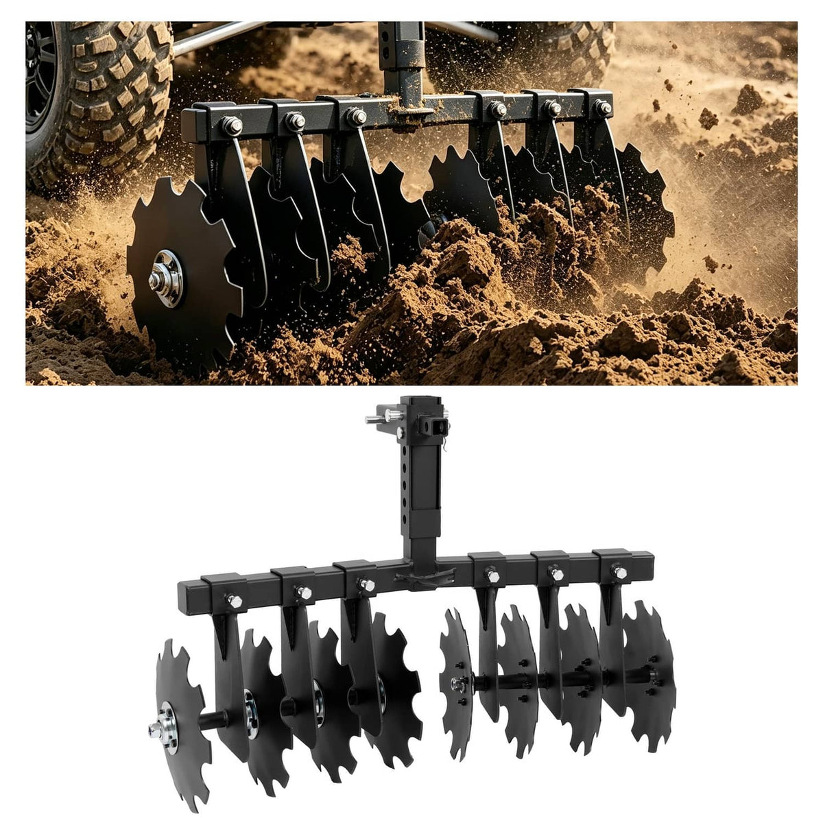 Bethesda Industrial 34" Disc Plow Harrow w/ 2-inch Receiver Hitch 8-blade disc For Tractor ATV UTV