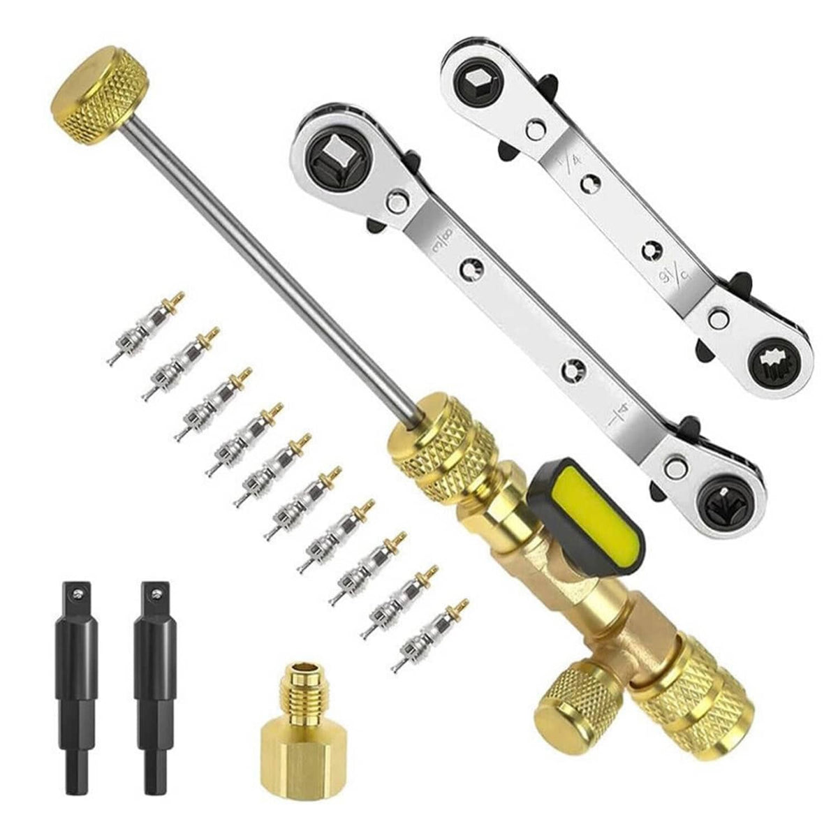 Bethesda Industrial Valve Core Remover Installer Tool & HVAC Service Wrench with Hex Bit Adapter Kit