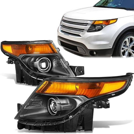 Bethesda Industrial For 2011-2015 Ford Explorer 11-15 Halogen Projector Headlights Chrome Clear Pair
