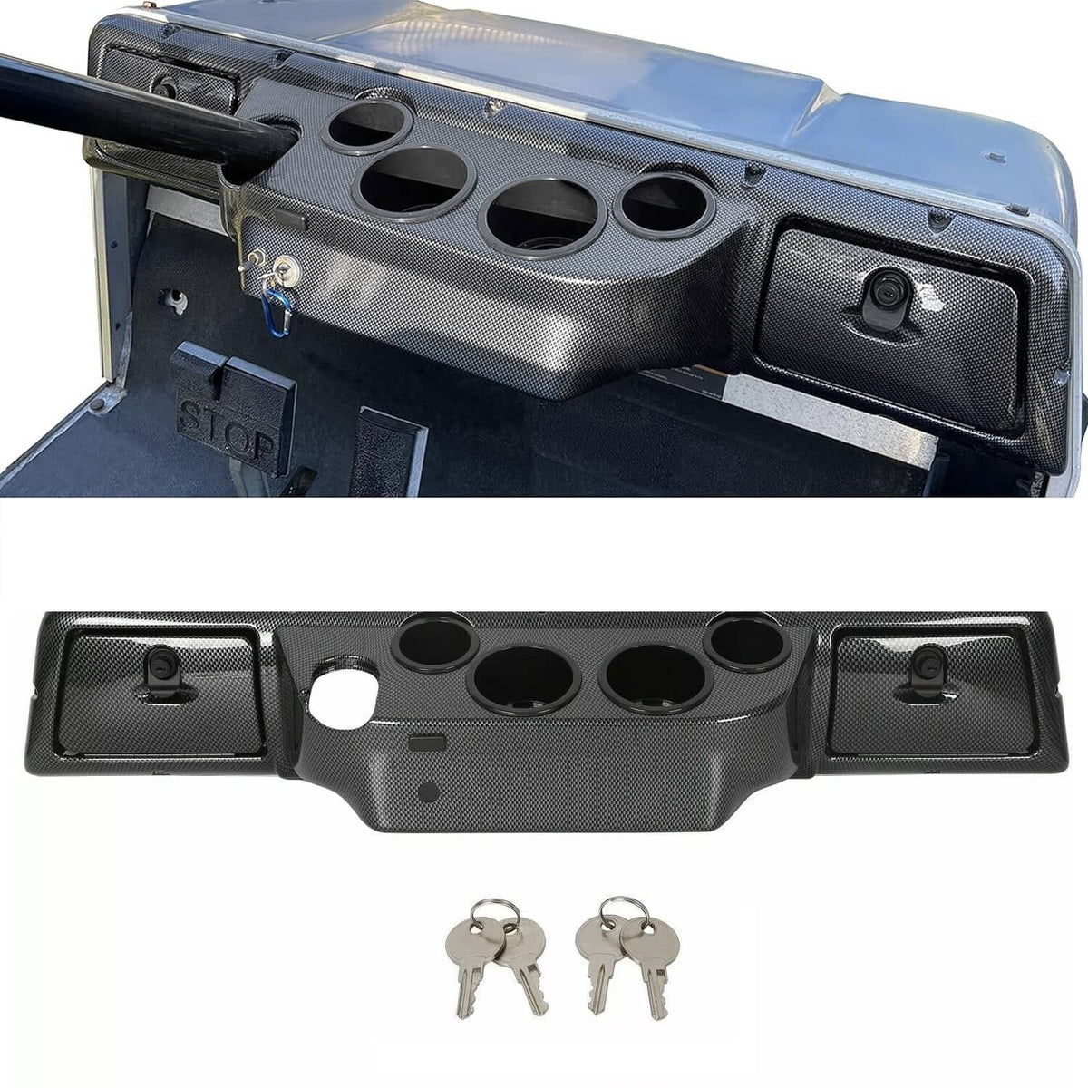 Bethesda Industrial For Club Car DS 1982-UP Golf Cart Carbon Style Dash DashBoard Cover Cup Holders