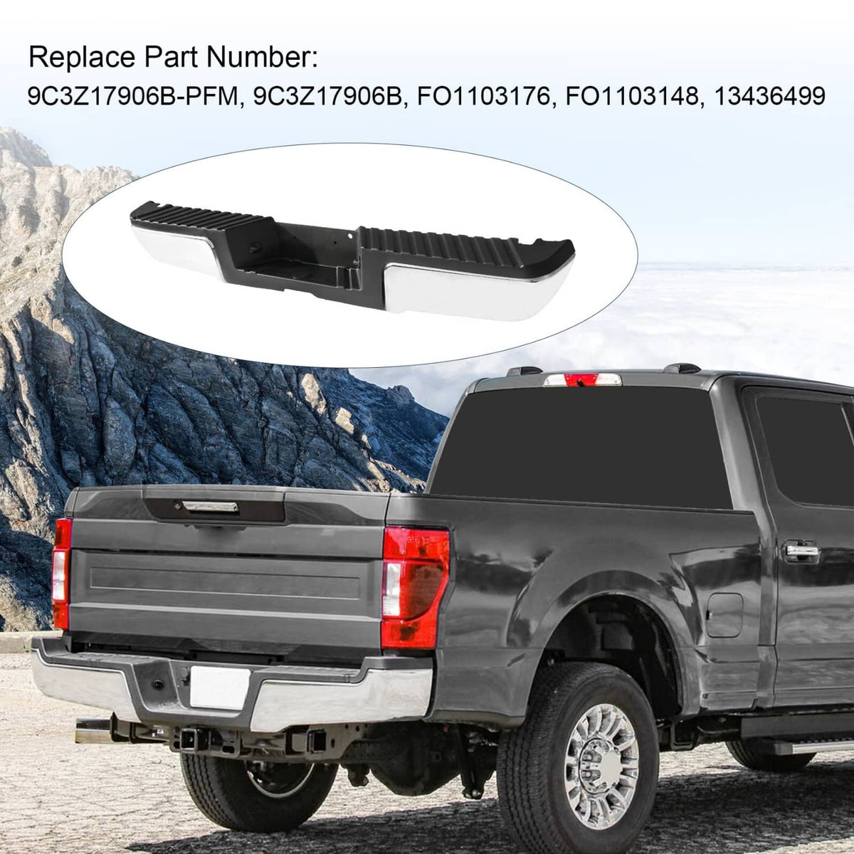Bethesda Industrial Rear Step Bumper FOR 2008-2016 Ford F250 Super Duty Chrome w/o Sensor Holes