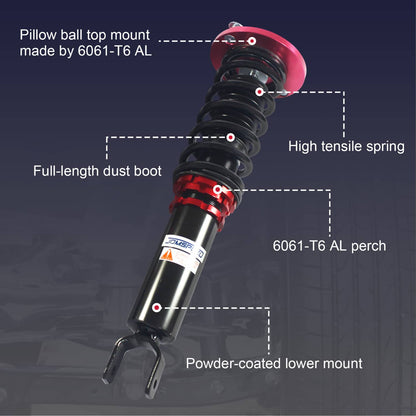 Bethesda Industrial Coilovers Suspension Kit Set For 1990-1997 Honda Accord Shock Struts Adj. Height