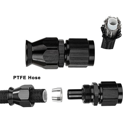 Bethesda Industrial 20FT 6AN 3/8" E85 PTFE LS Swap EFI Fuel Line Fitting Nylon Braided Fuel Kit New