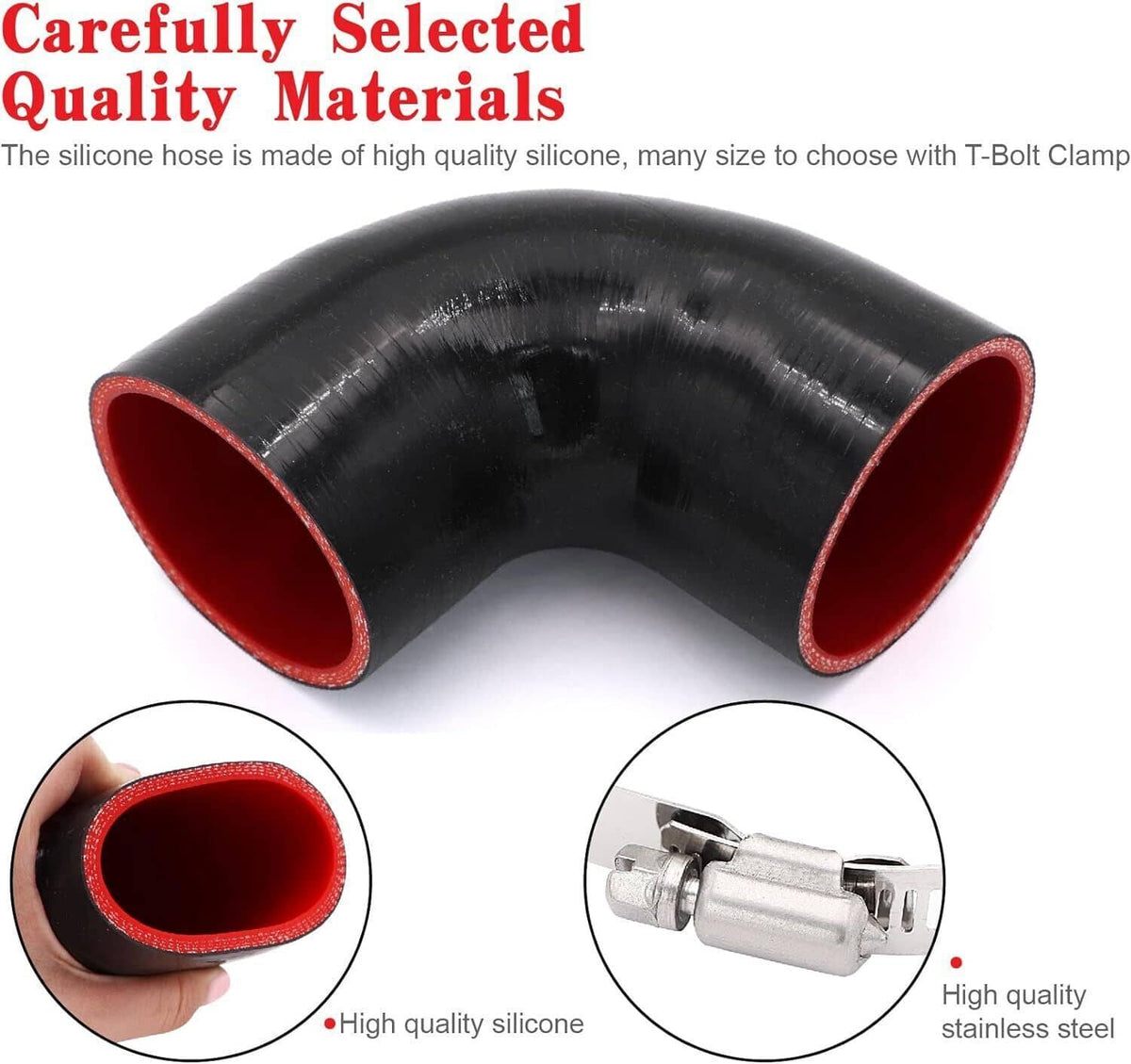 Bethesda Industrial 3" inch 90 Degree 76mm Elbow Silicone Hose/Intake/Intercooler Pipe Turbo Coupler