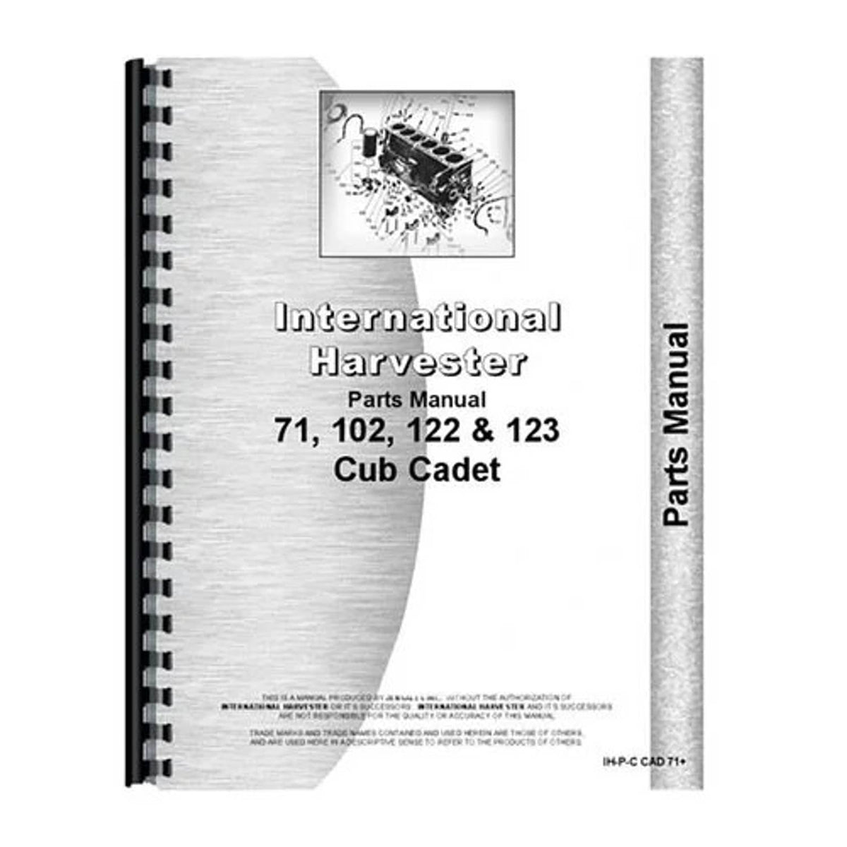 Bethesda Industrial Parts Manual fits Cub Cadet 71 102 122