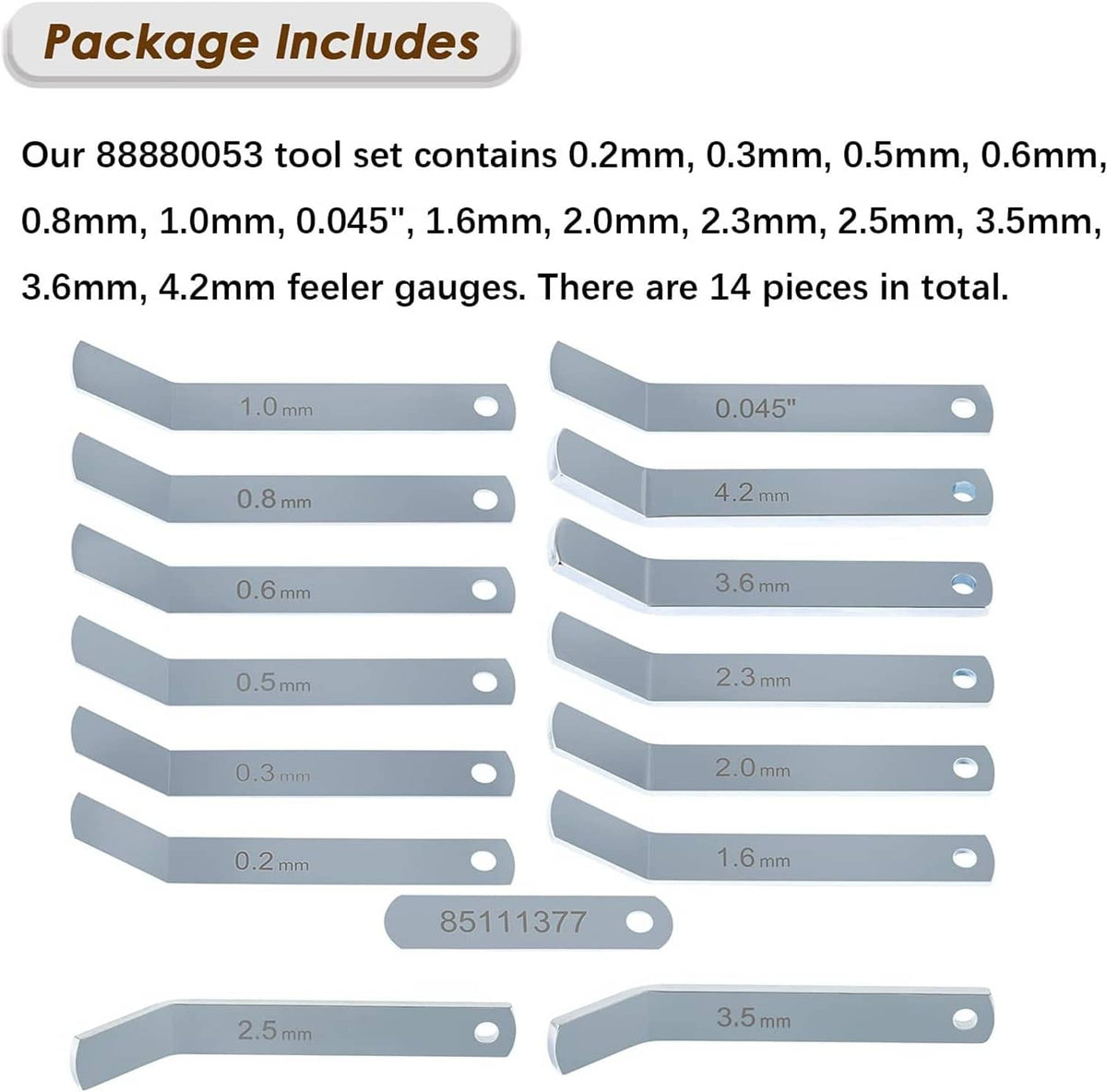 Bethesda Industrial Feeler Gauge Jake Brake Tool Set 88880053 88880052 85111377 For Volve Mack 14PCS