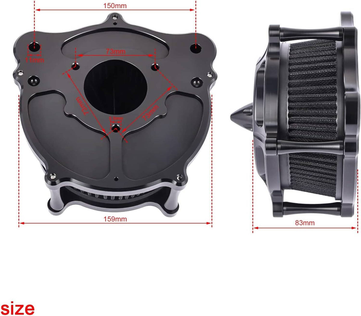 Bethesda Industrial Black Air Cleaner Intake Filter For Harley Touring Road King Street Glide 08-16