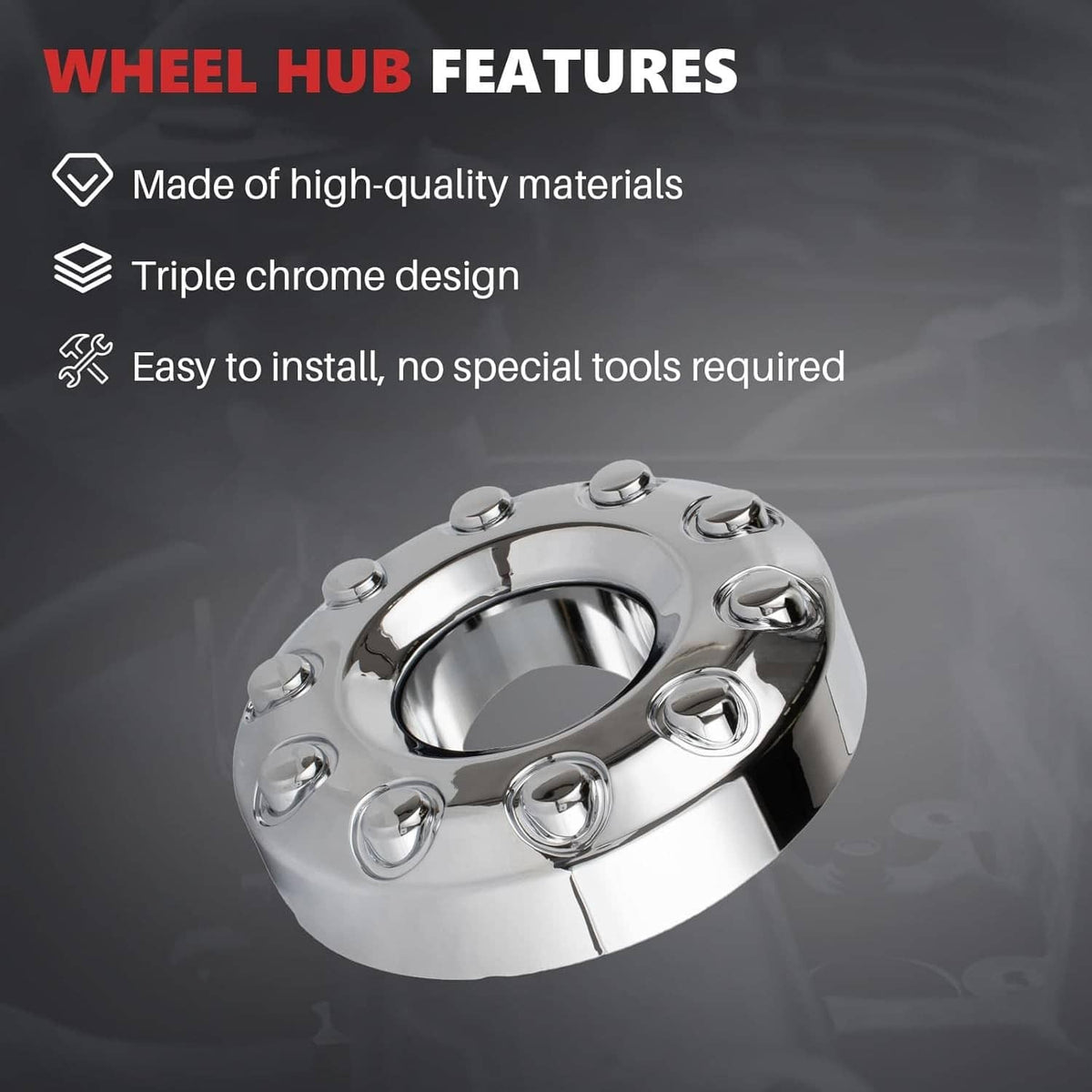 Bethesda Industrial 2Pcs Wheel Center Hub Caps Dually 10 Lug For 2005-2017 Ford F450 F550 Super Duty