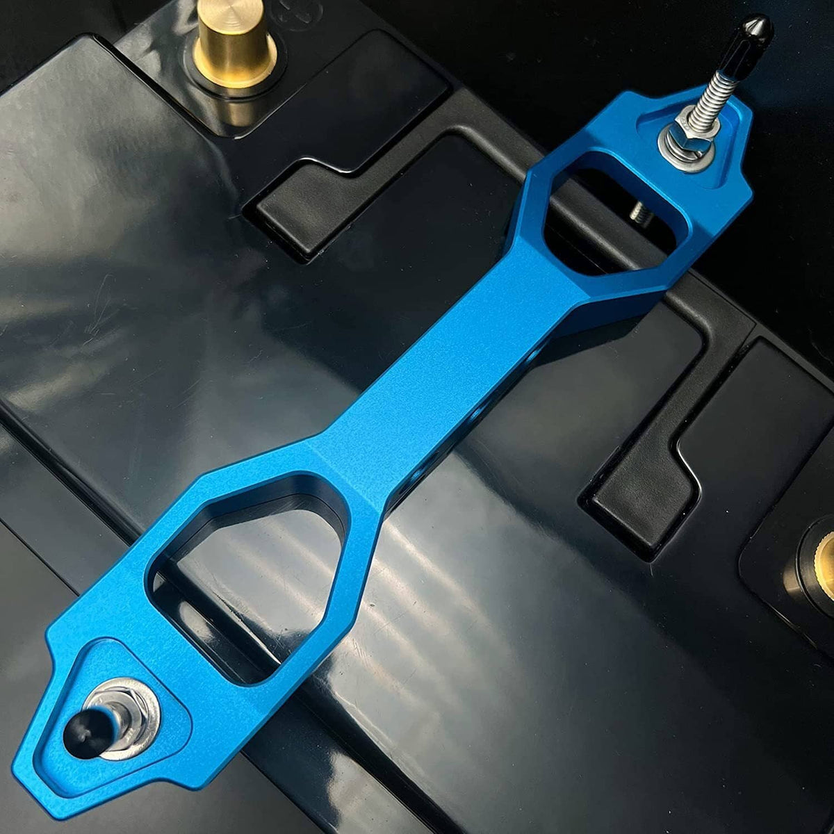 Bethesda Industrial BLUE BILLET ALUMINUM CAR BATTERY TIE DOWN MOUNT BRACKET BRACE BAR 220-190MM