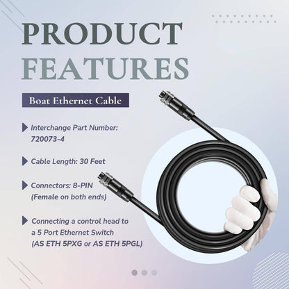 Bethesda Industrial Replace for Humminbird 720073-4 Boat Ethernet Cable AS EC 30E Ethernet Cord 30ft