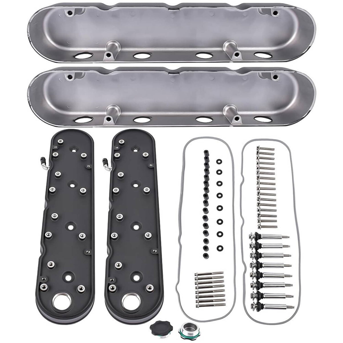Bethesda Industrial 4Pcs Black Valve Covers & Coil Mounts w/Covers for Chevy LS LS1 LS2 LS3 LS6 LS7