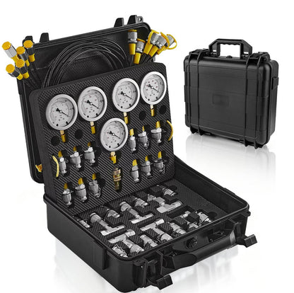 Bethesda Industrial 60Mpa Hydraulic Pressure Test Kit 5 Gauges 13 Couplings 14 Tee Connectors 5 Hose