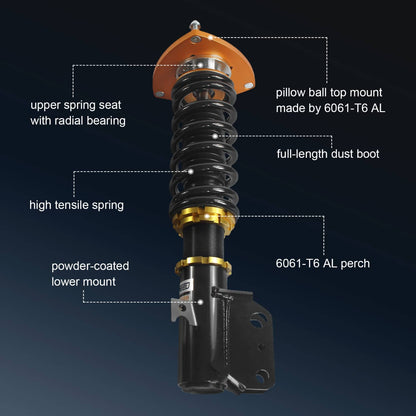 Bethesda Industrial Set 4 Full Coilover Struts Shock Suspension Kit For 2008-2013 Subaru Impreza