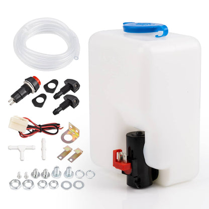Bethesda Industrial Windshield Washer Bottle Tank Pump Wiper System Reservoir Kit 12V Universal 1.5L