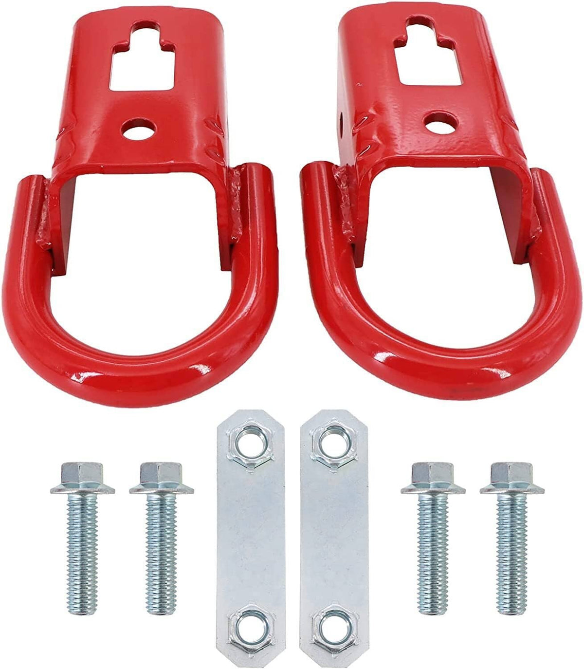 Bethesda Industrial Red 2 Pcs Towing Hooks FL3Z17N808A w/ Hardware Front For 2009-2019 Ford F150