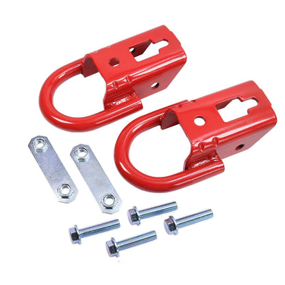 Bethesda Industrial Red 2 Pcs Towing Hooks FL3Z17N808A w/ Hardware Front For 2009-2019 Ford F150