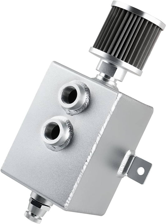 Bethesda Industrial Universal 2L Oil Catch Can Tank 2 Port AN10 W/ Breather Filter Drain Tap Baffled