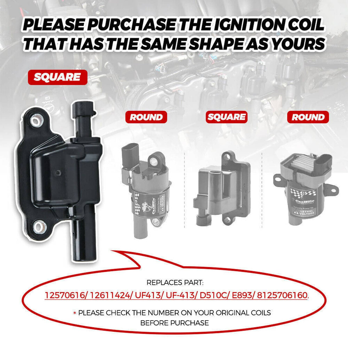Bethesda Industrial 8 Pack UF413 Ignition Coils & 41-962 Spark Plugs w/ Spark Plug Wires For Chevy
