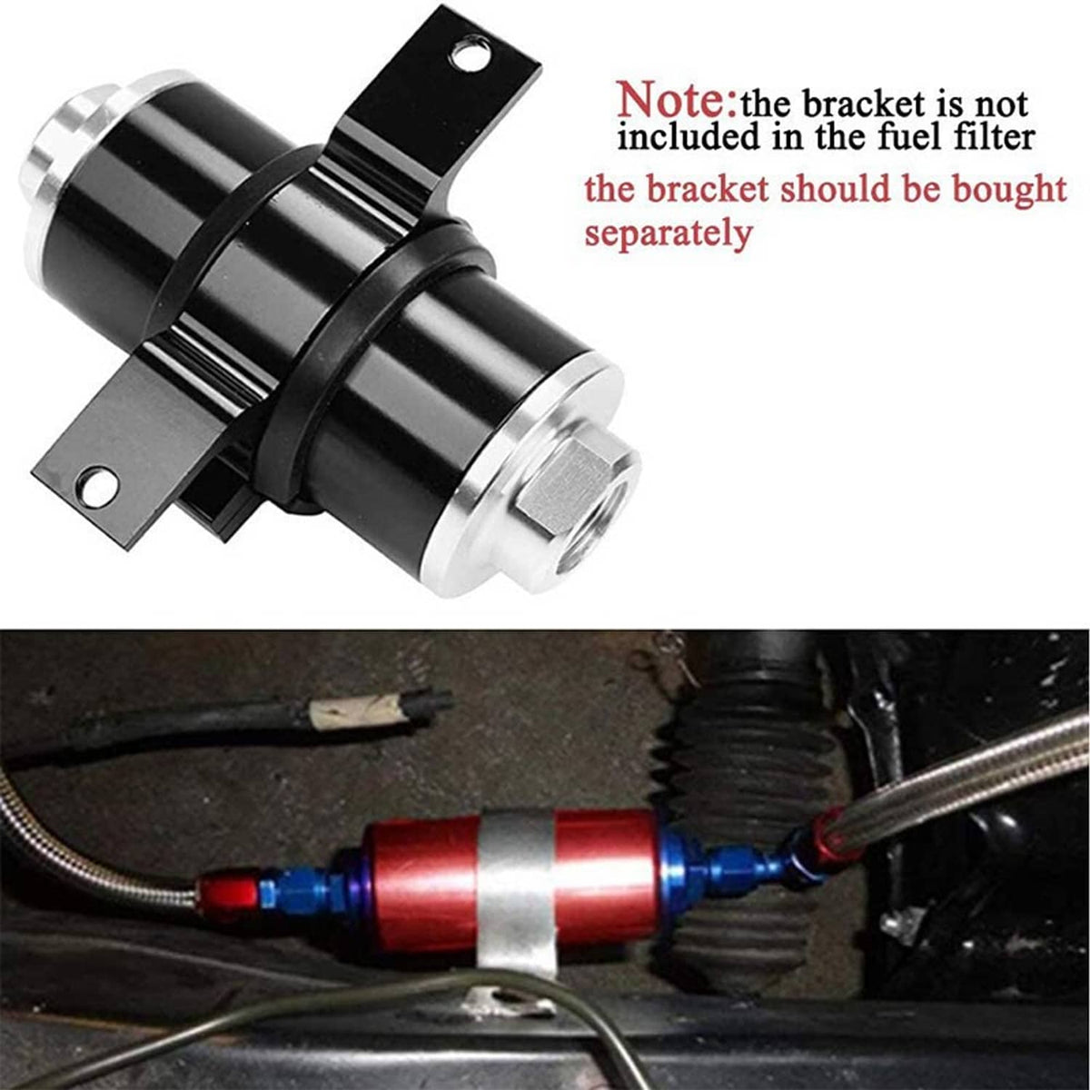 Bethesda Industrial Inline Fuel Filter 100 Micron with 6AN 8AN 10AN Adapter Universal Cleanable 58mm