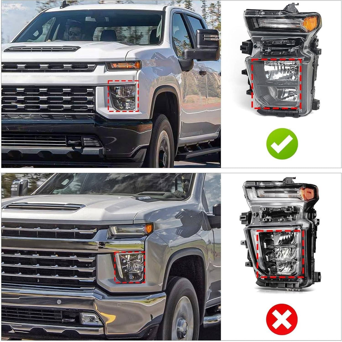 Bethesda Industrial Pair Halogen Headlights w/Bulb For 2024-2025 Chevy Silverado 2500HD 3500HD L+R