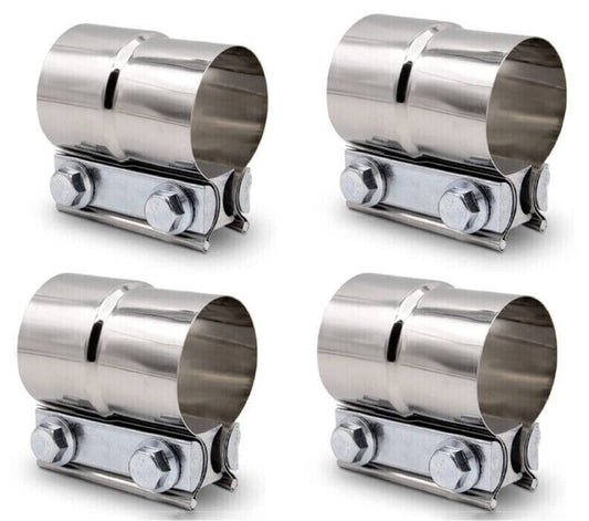 Bethesda Industrial 4Pcs New Stainless Lap Joint Exhaust Clamp Sleeve Band For 2.5" 2 1/2" OD Pipe