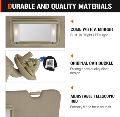 Bethesda Industrial Left Driver Side Sun Visor Beige w/Mirror & Light For 2017-2022 Honda CR-V CRV