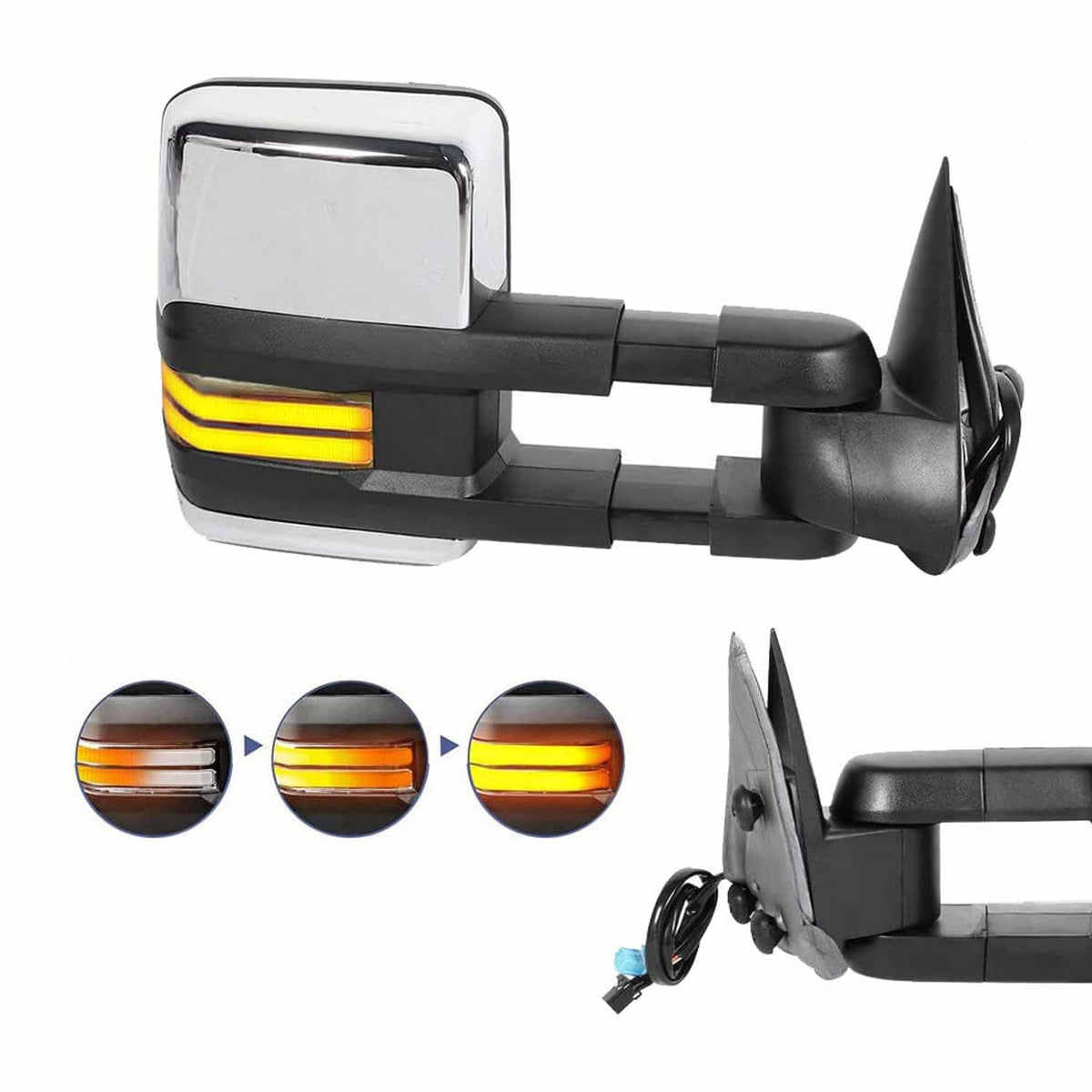 Bethesda Industrial Chrome Tow Mirror Power Heated Extend For 2003-07 Silverado Sierra Suburban 1500