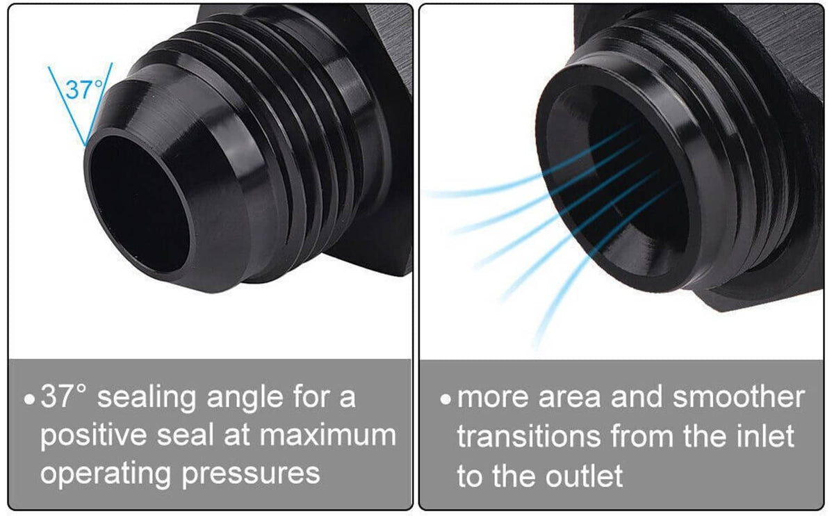 Bethesda Industrial New 2Pcs 10AN AN10 Flare Fuel Cell Bulkhead Fitting With Teflon Washer Aluminum