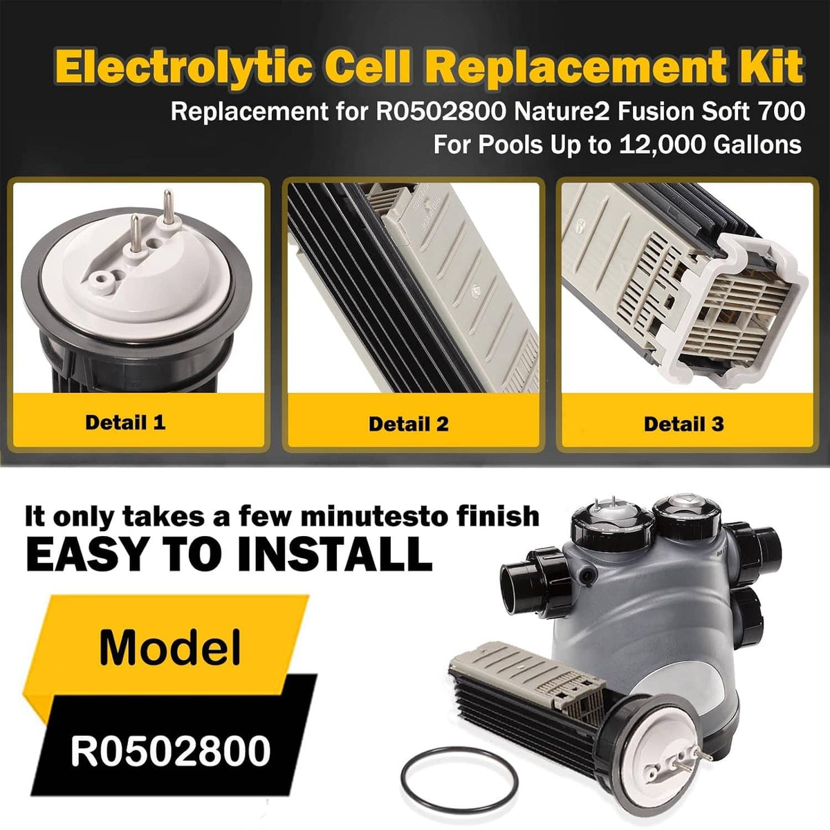 Bethesda Industrial for Zodiac R0502800 Nature2 Fusion Soft 700 Replacement Cell Kit for Pools Rings