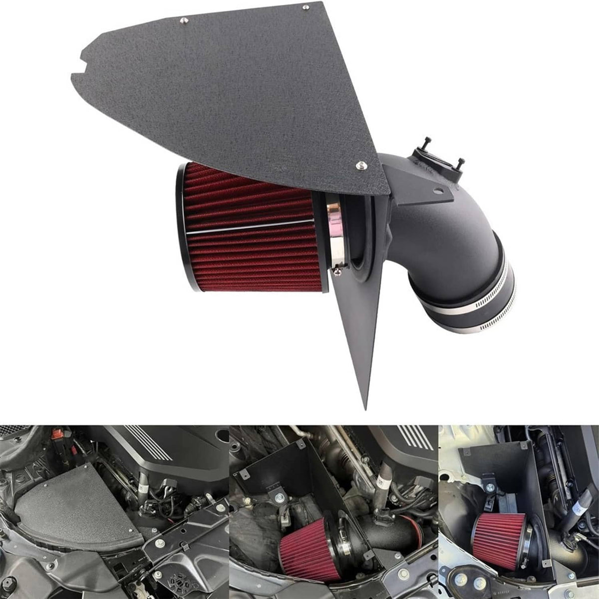 Bethesda Industrial 4" Cold Air Intake System Kit w/Red Filter For BMW 2019+ M340i G20 G21 B58 3.0L