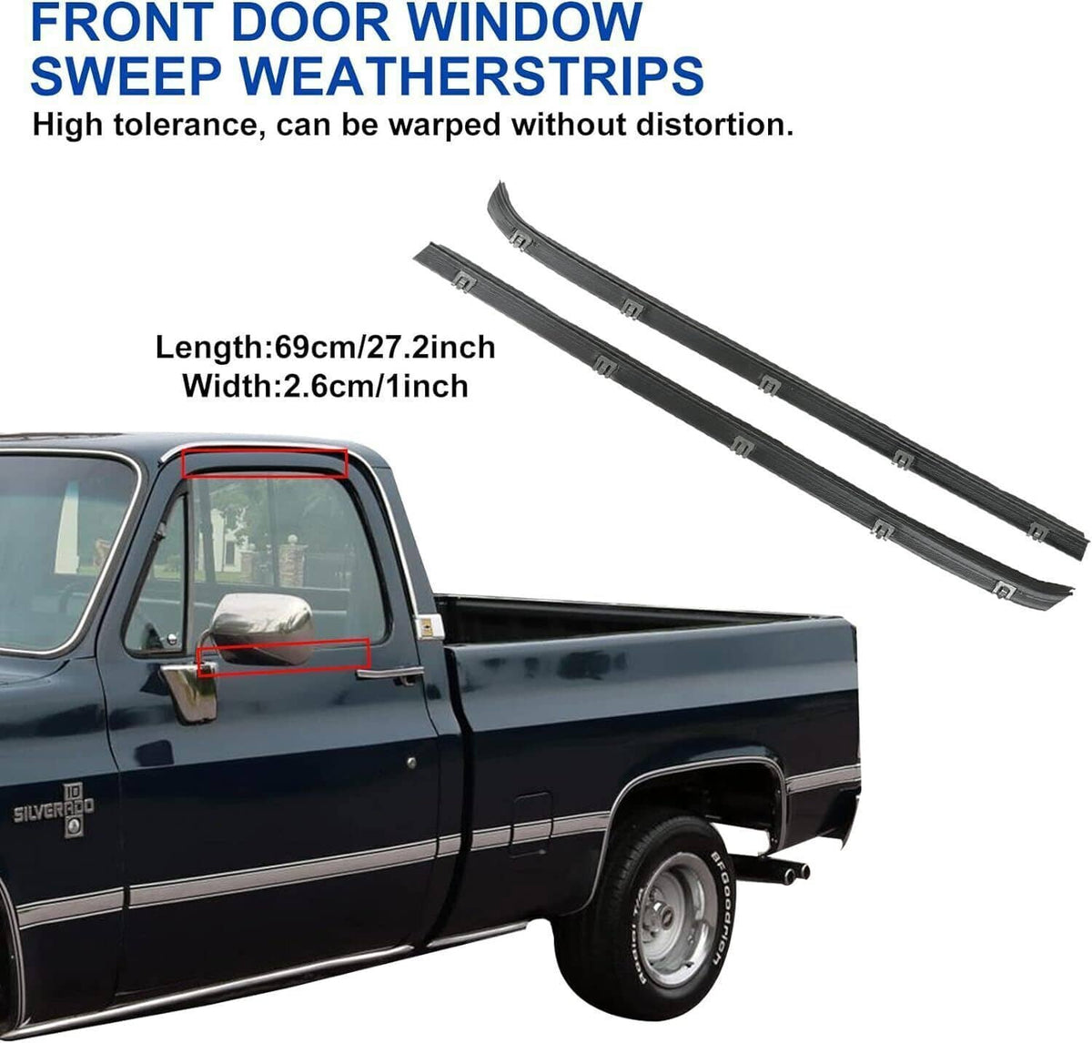 Bethesda Industrial Front Door Window Run Sweep Felts Weatherstrip Seals Kit for Chevy GMC Truck